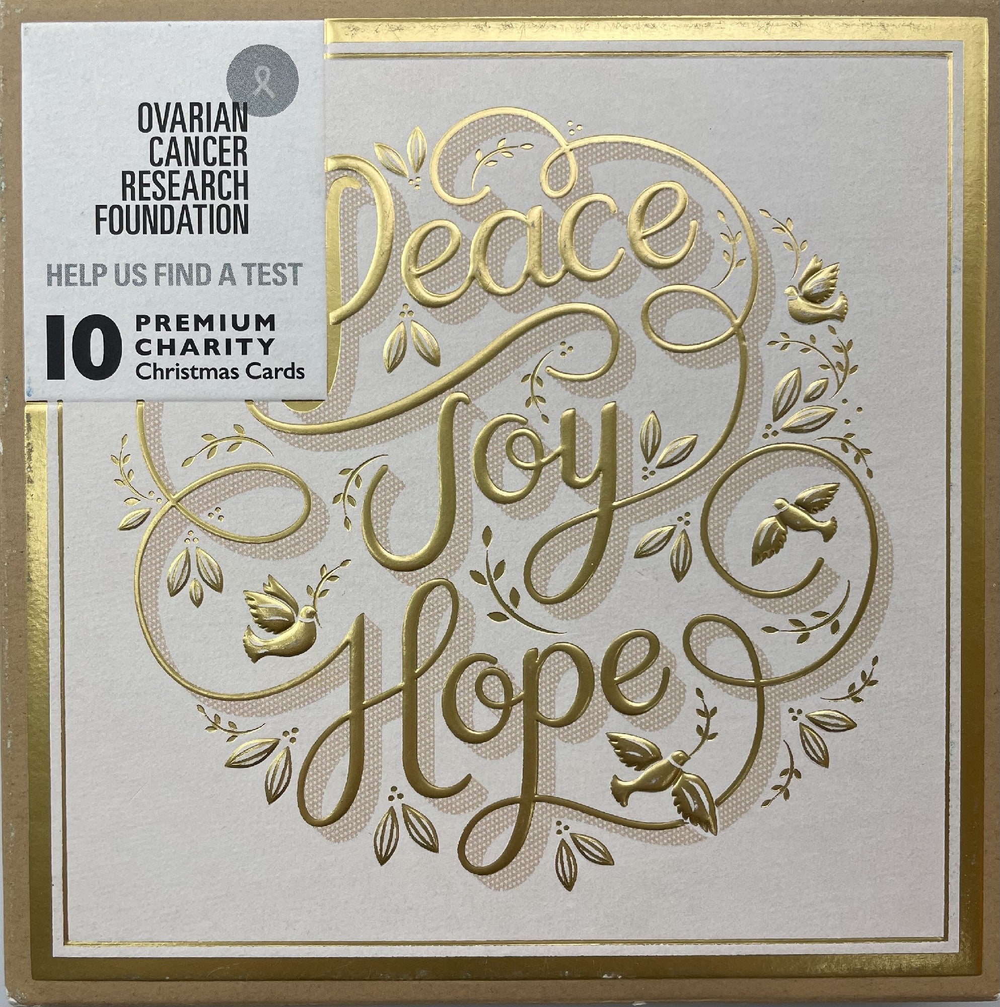 Ovarian Cancer Research Fund Golden Peace Charity Boxed Christmas Cards