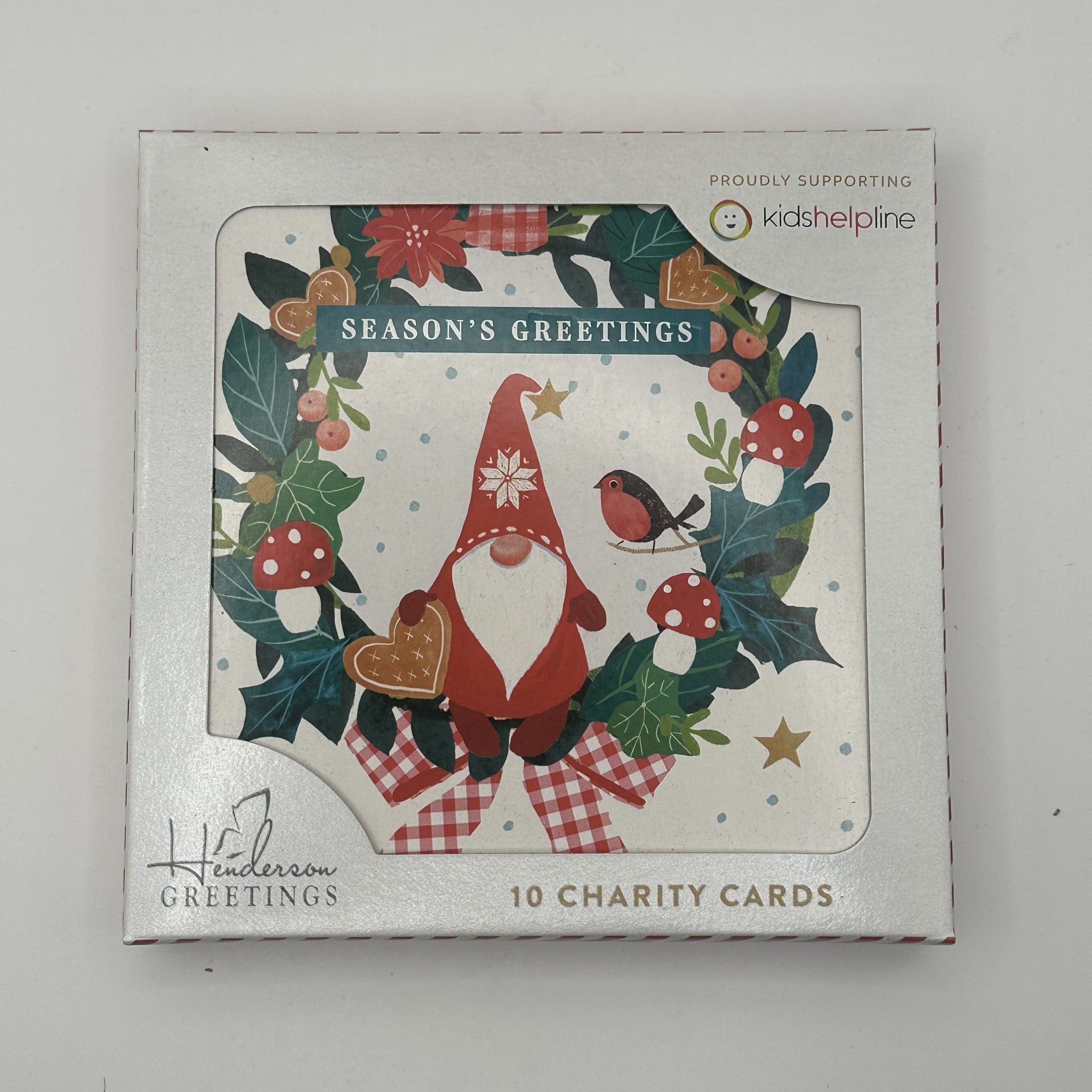 Kids Helpline Pink Gnome Wreath Charity Boxed Christmas Cards
