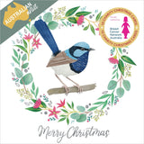 Breast Cancer Network Australia Fairy Wren Wreath Charity Boxed Christmas Cards