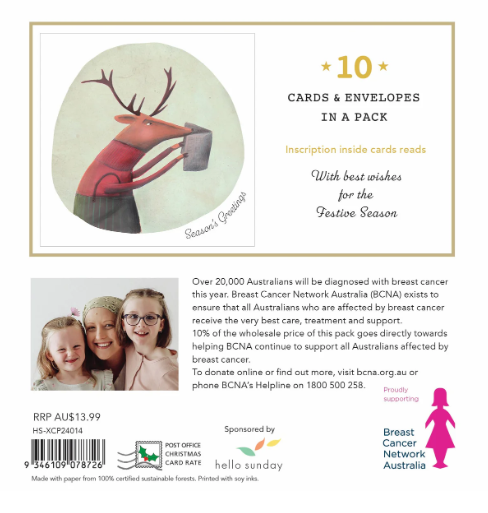 Breast Cancer Network Australia Reindeer Charity Boxed Christmas Cards