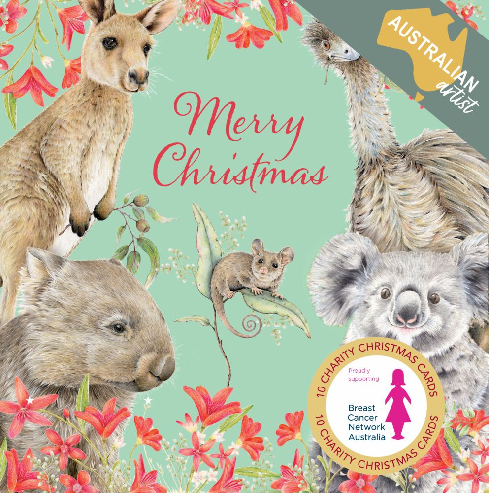 Breast Cancer Network Australia Animal Greetings Charity Boxed Christmas Cards