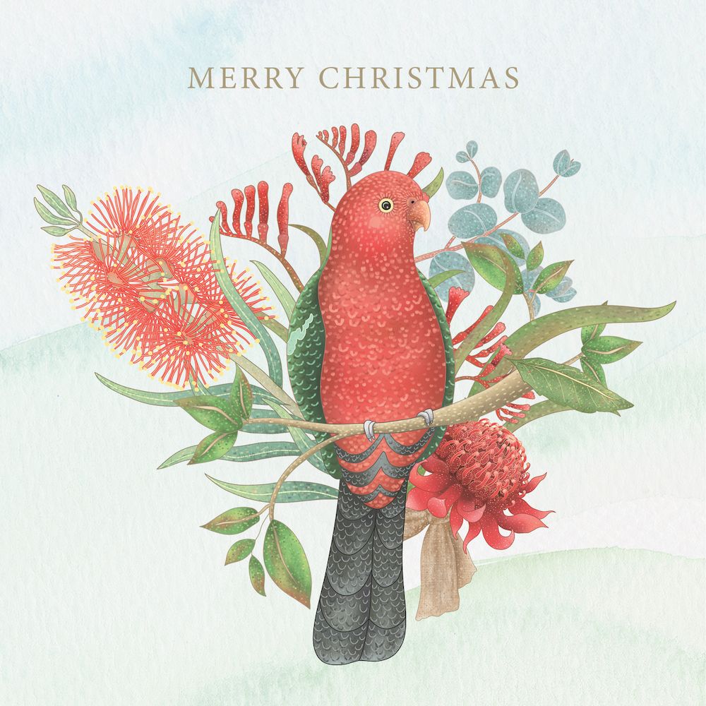 Jeans for Genes Floral King Parrot Charity Boxed Christmas Cards