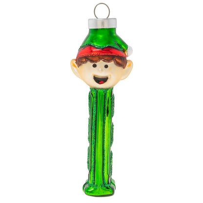 kat + annie Elf Pez Dispenser Glass Christmas Ornament