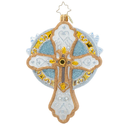 Christopher Radko Golden Cross Of Peace Glass Christmas Ornament