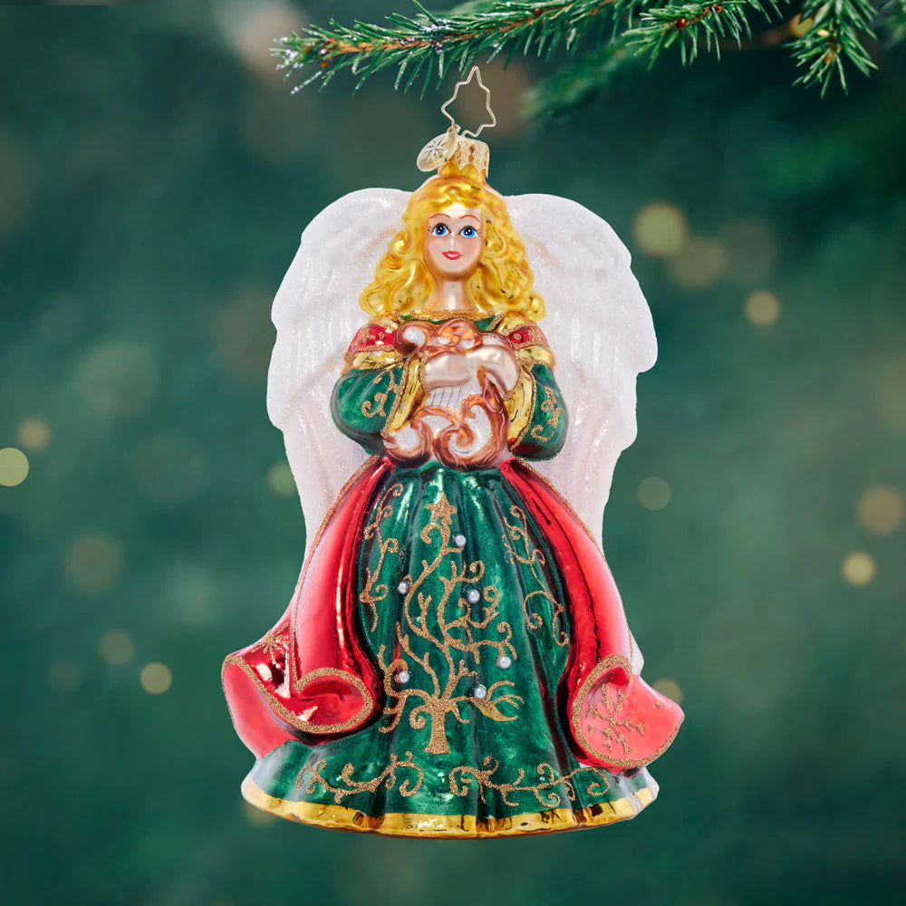 Christopher Radko Heavenly Harpist Glass Christmas Ornament