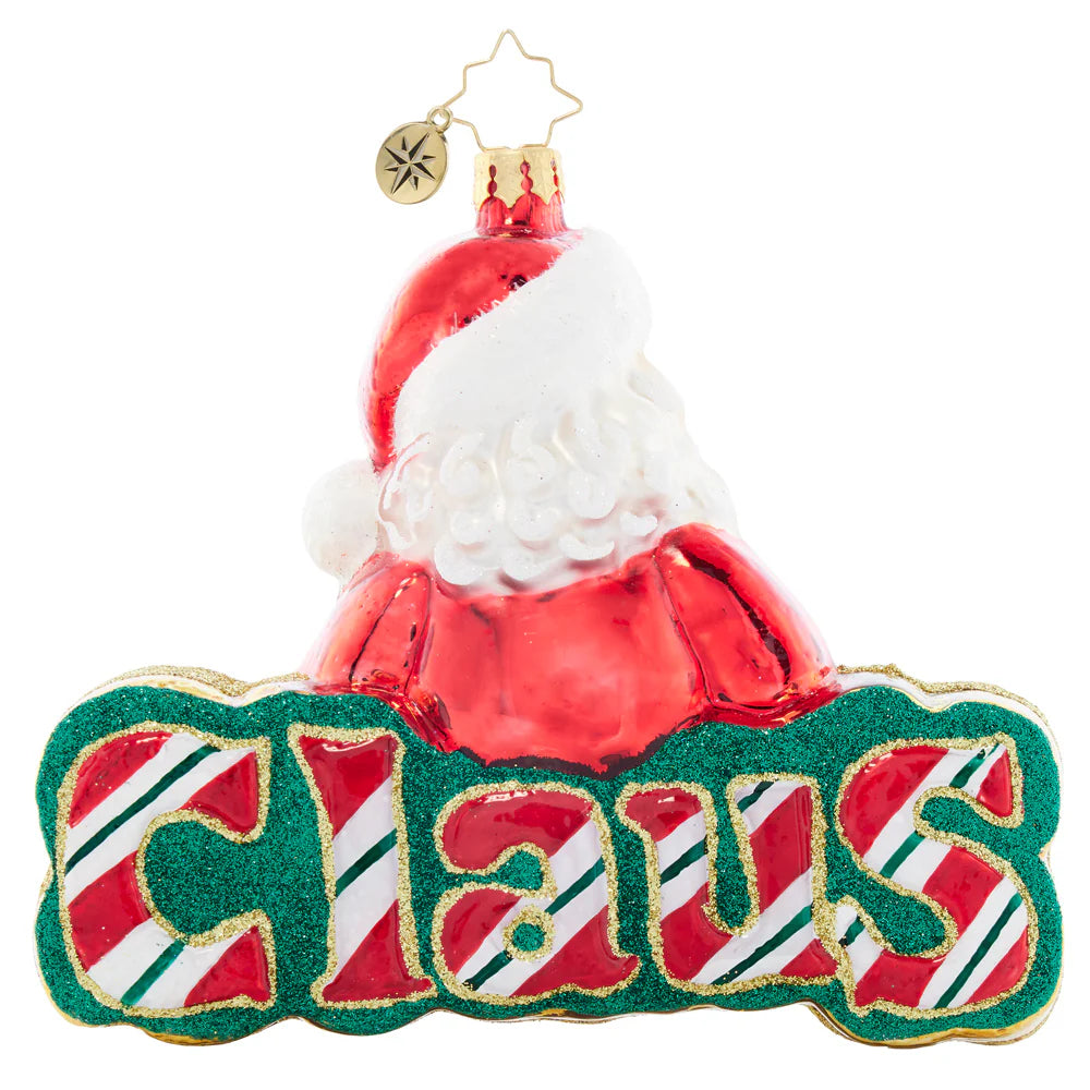 Christopher Radko What's in A Name Santa? Glass Christmas Ornament