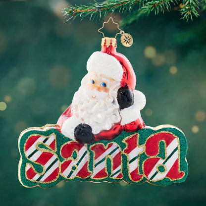 Christopher Radko What's in A Name Santa? Glass Christmas Ornament