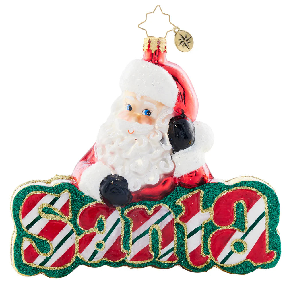 Christopher Radko What's in A Name Santa? Glass Christmas Ornament