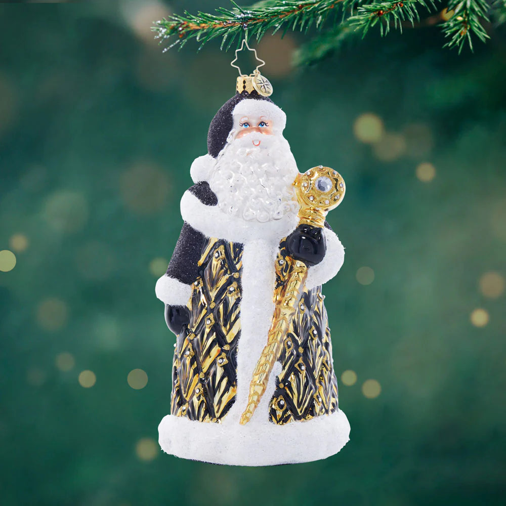 Christopher Radko Art Deco Santa Glass Christmas Ornament