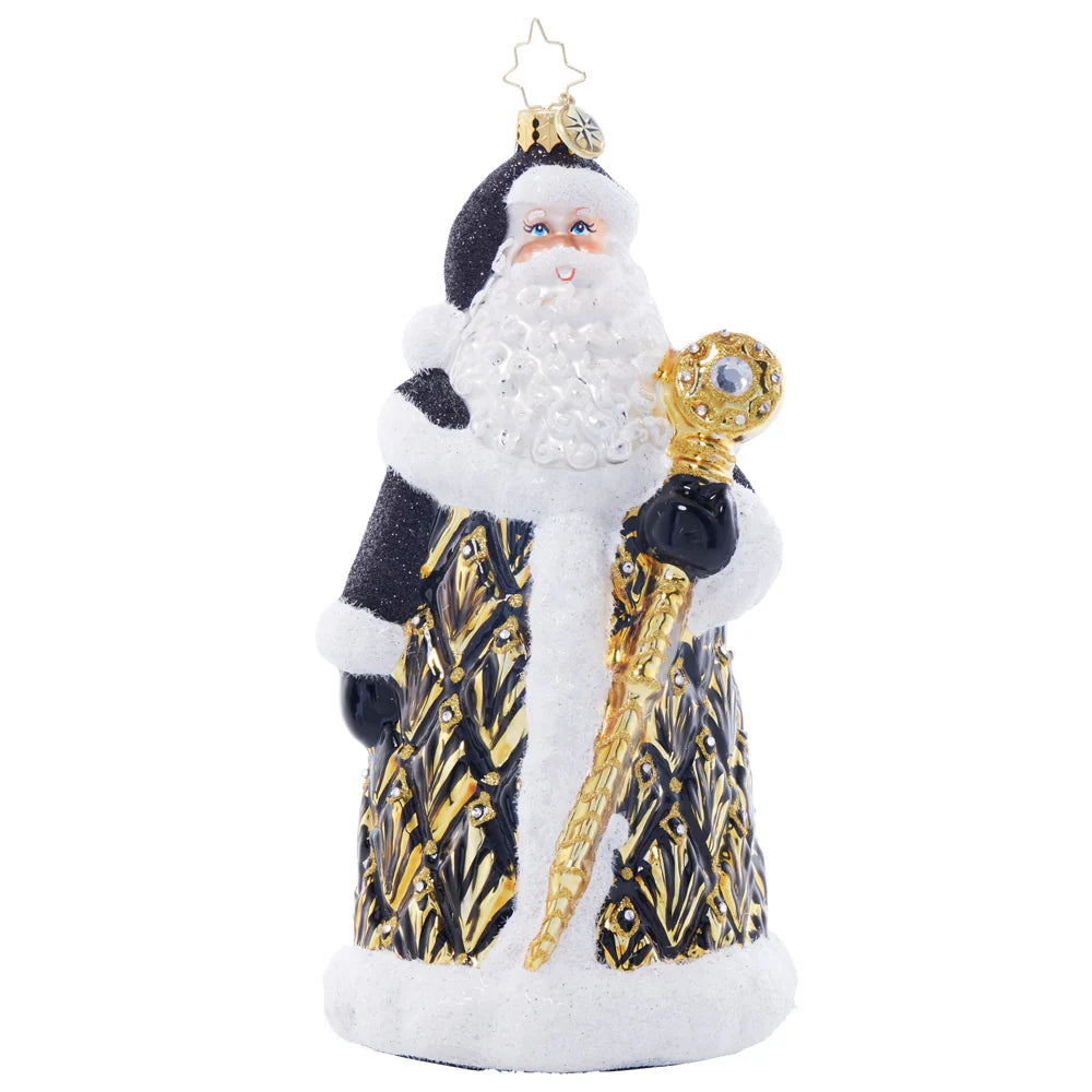 Christopher Radko Art Deco Santa Glass Christmas Ornament