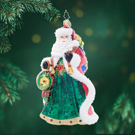 Christopher Radko Santa's Sparkling Keepsake Glass Christmas Ornament