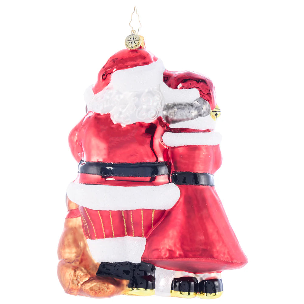 Christopher Radko Holiday Paws with Mr. & Mrs. Claus Glass Christmas Ornament