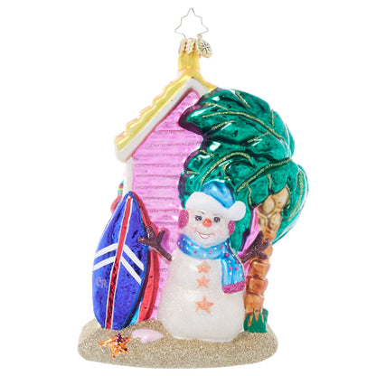 Christopher Radko Santa's Seaside Shack Glass Christmas Ornament