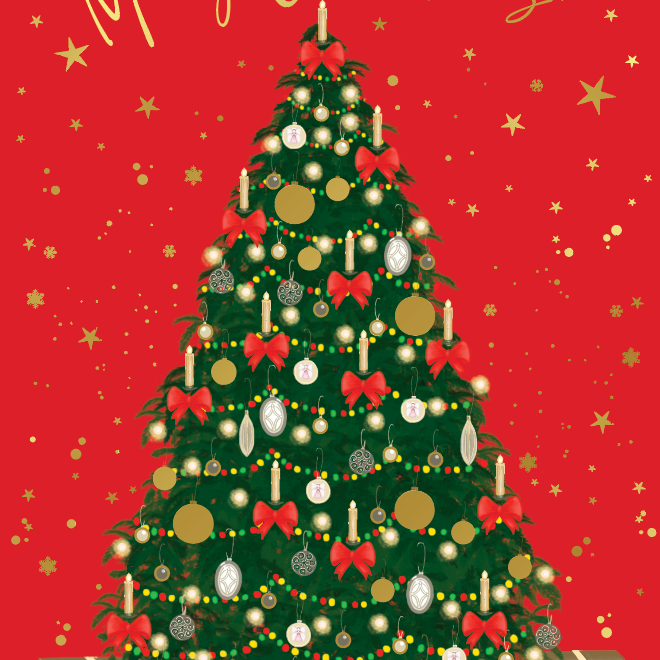 Kids Helpline Tree Red Bows Charity Boxed Christmas Cards