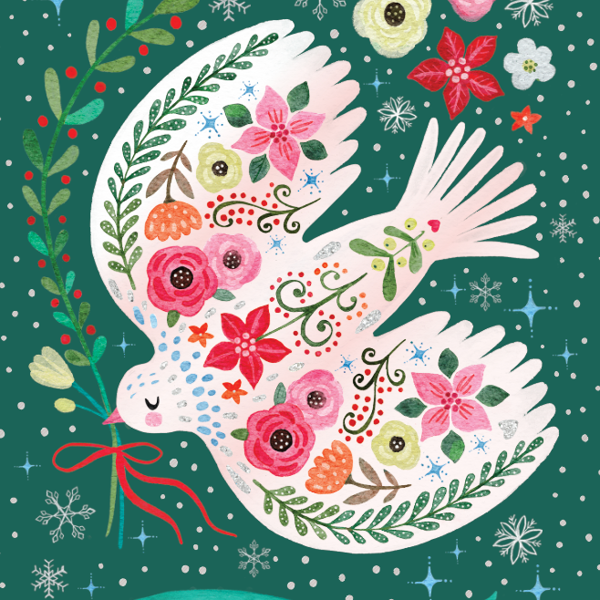 Kids Helpline Floral Dove Charity Boxed Christmas Cards