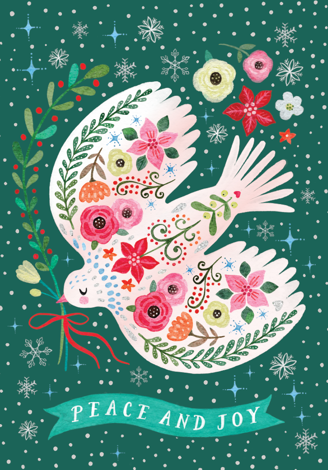 Kids Helpline Floral Dove Charity Boxed Christmas Cards