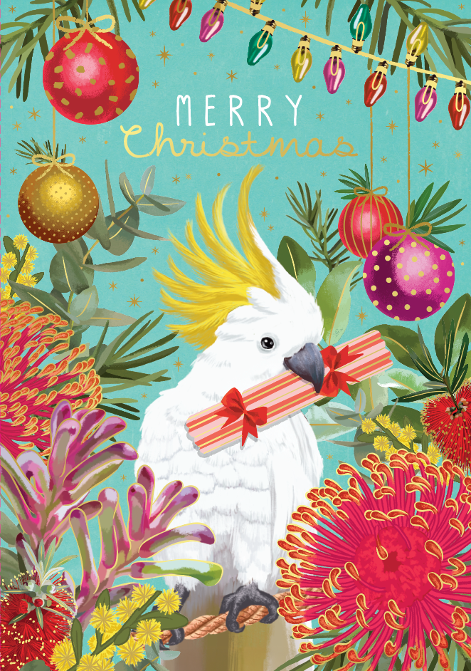 Kids Helpline Cockatoo on Teal Charity Boxed Christmas Cards