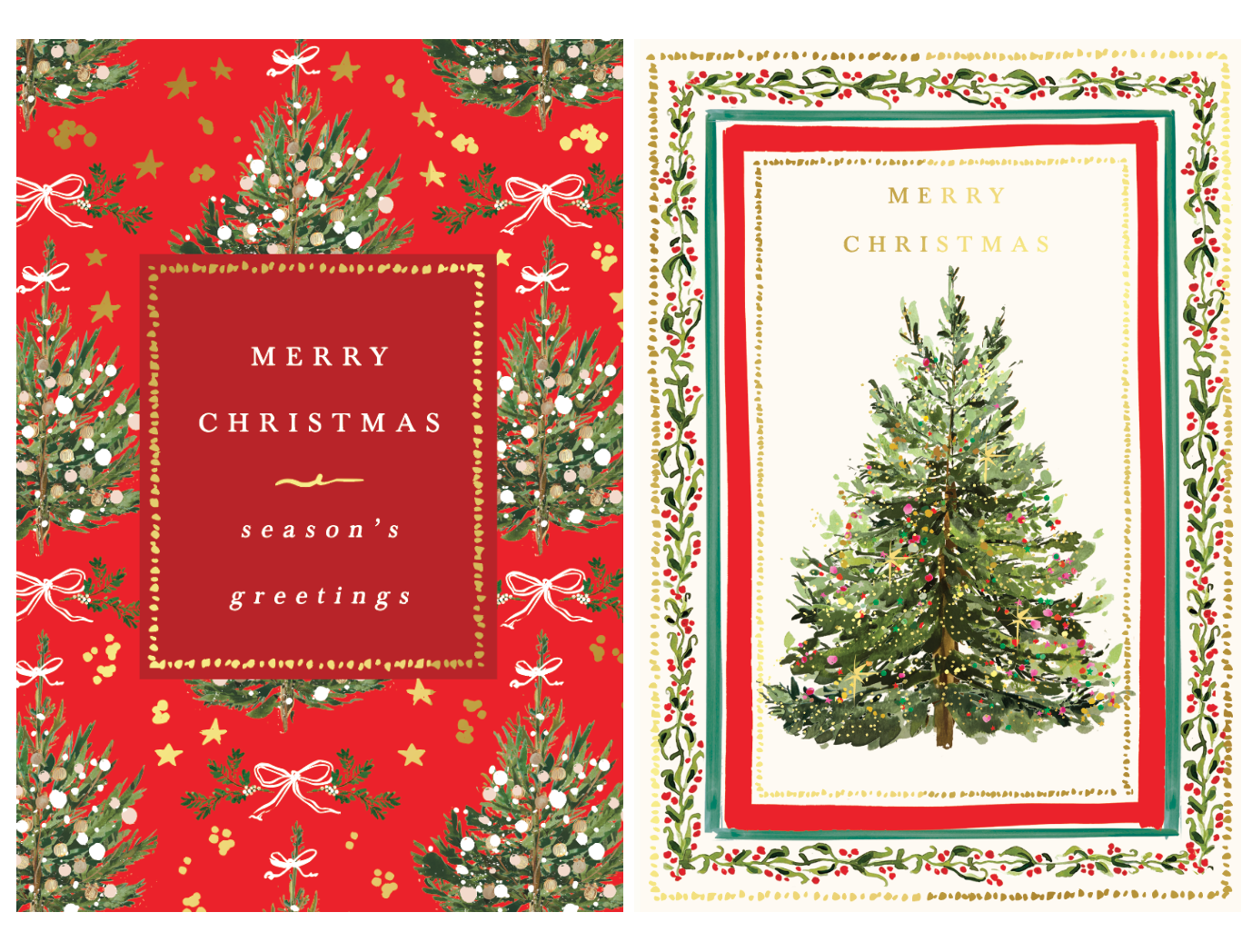McGrath Foundation Watercolour Xmas Trees Charity Boxed Christmas Cards