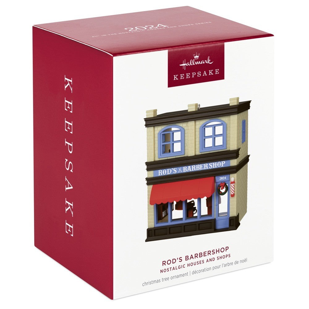 Nostalgic Houses and Shops Rod's Barbershop 2024 Hallmark Keepsake Ornament
