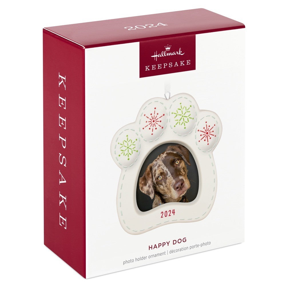 Happy Dog 2024 Porcelain Photo Frame Hallmark Keepsake Ornament