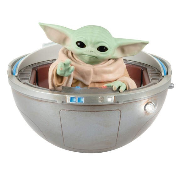 Star Wars: The Mandalorian Grogu in Hovering Pram With Light Sound and Motion Hallmark Keepsake Ornament