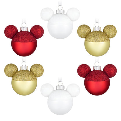 Disney Mickey Mouse Glass Hallmark Keepsake Ornaments Set of 6