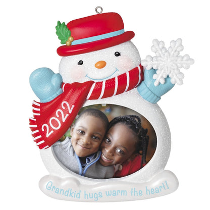 Grandkid Hugs Snowman Photo Frame 2022 Hallmark Keepsake Ornament