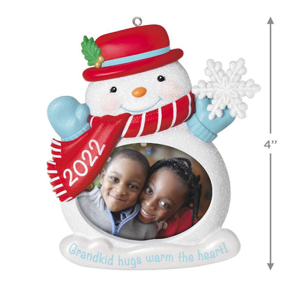 Grandkid Hugs Snowman Photo Frame 2022 Hallmark Keepsake Ornament