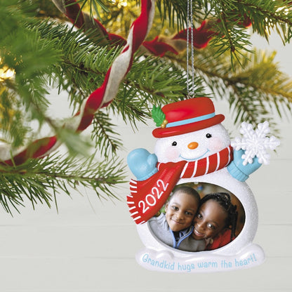 Grandkid Hugs Snowman Photo Frame 2022 Hallmark Keepsake Ornament