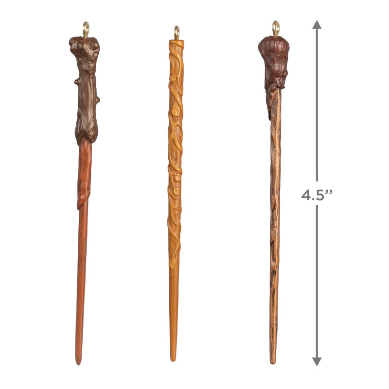 Harry Potter Wizarding Wands Metal 2022 Hallmark Keepsake Ornaments Set of 3