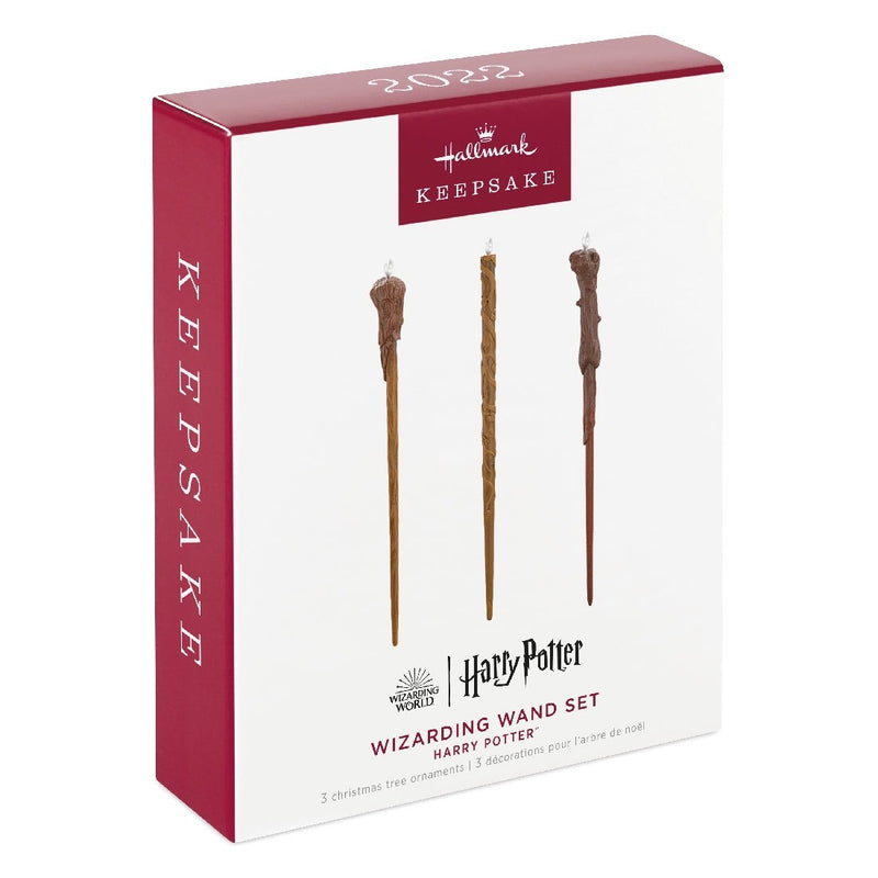 Harry Potter Wizarding Wands Metal 2022 Hallmark Keepsake Ornaments Set of 3