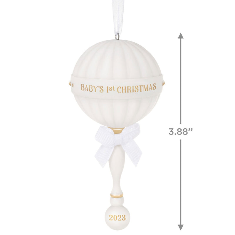 Baby's First Christmas Rattle 2023 Porcelain Hallmark Keepsake Ornament