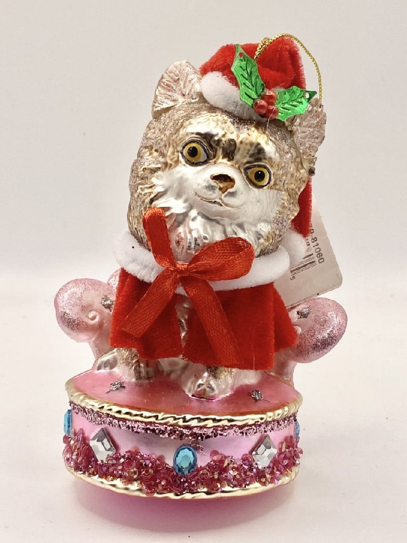 Kitten On Bed December Diamonds Blown Glass Ornament