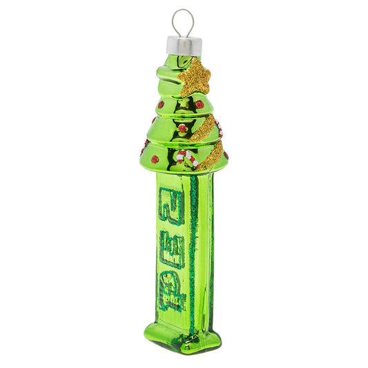 kat + annie Christmas Tree Pez Dispenser Glass Christmas Ornament