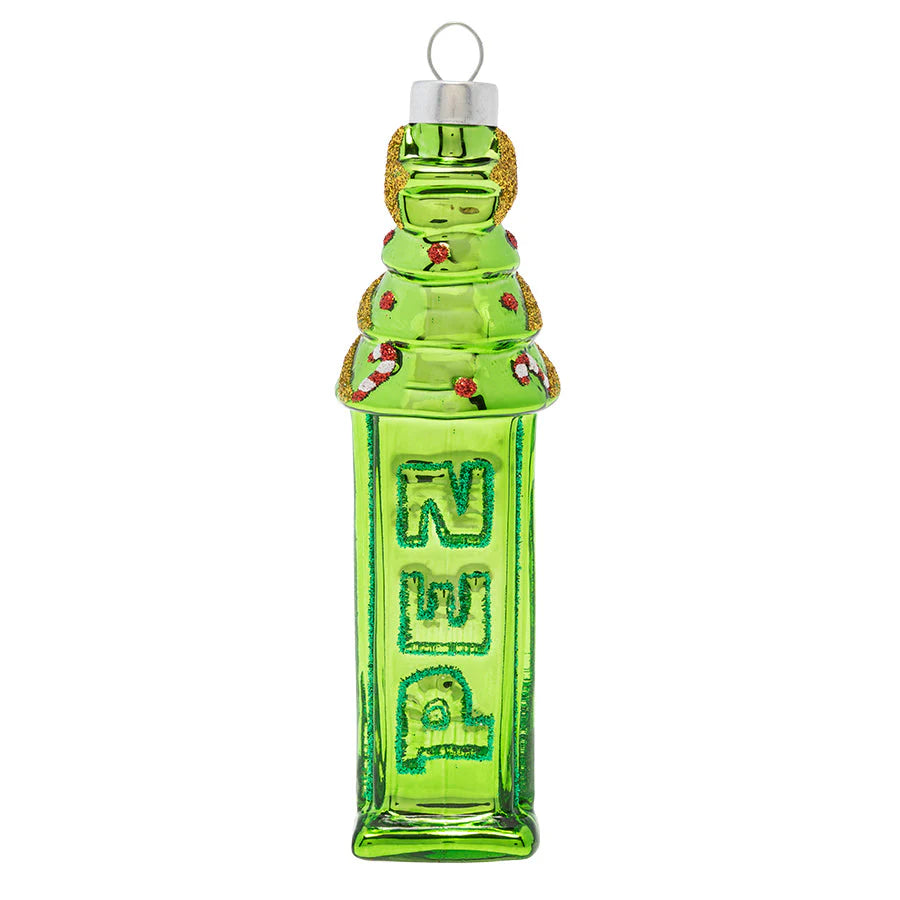 kat + annie Christmas Tree Pez Dispenser Glass Christmas Ornament