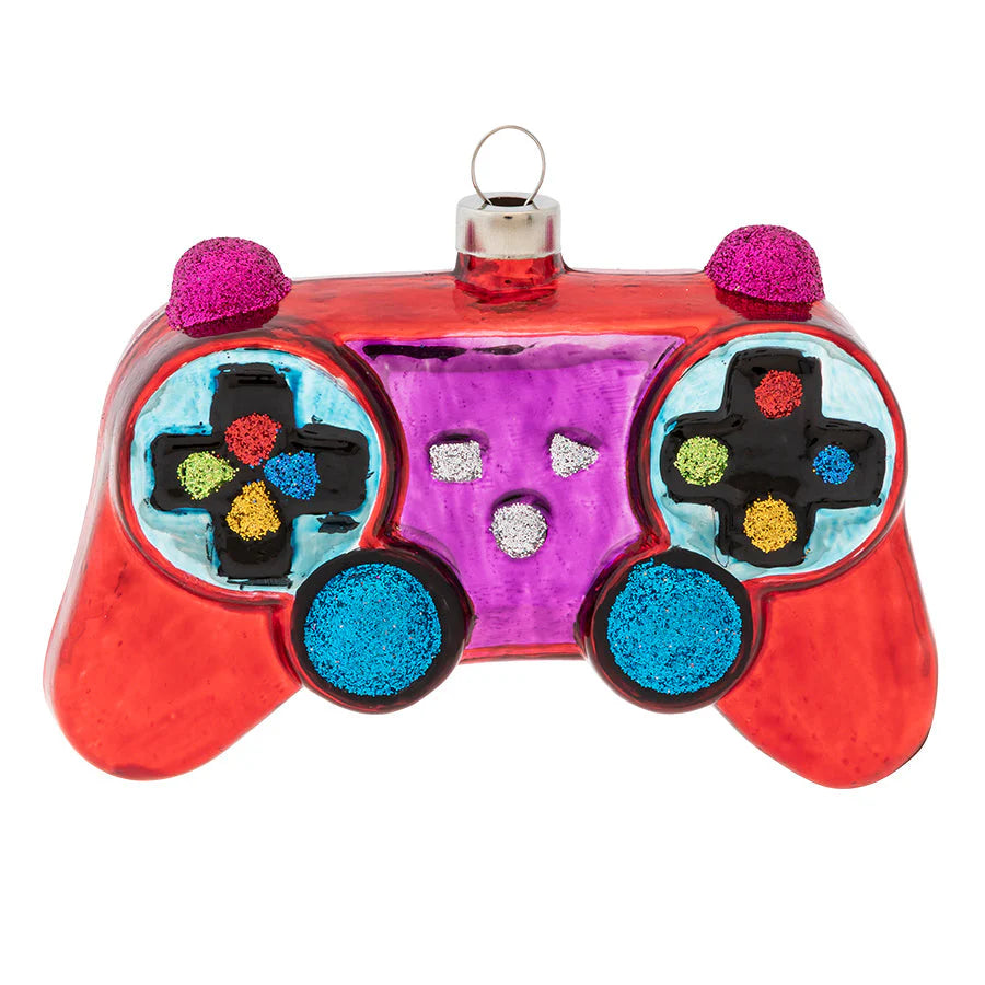 kat + annie Game Controller Glass Christmas Ornament