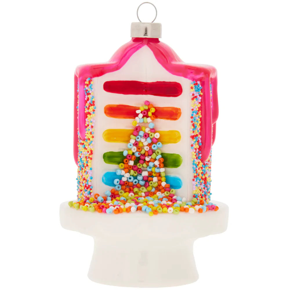 kat + annie Confetti Cake Glass Christmas Ornament