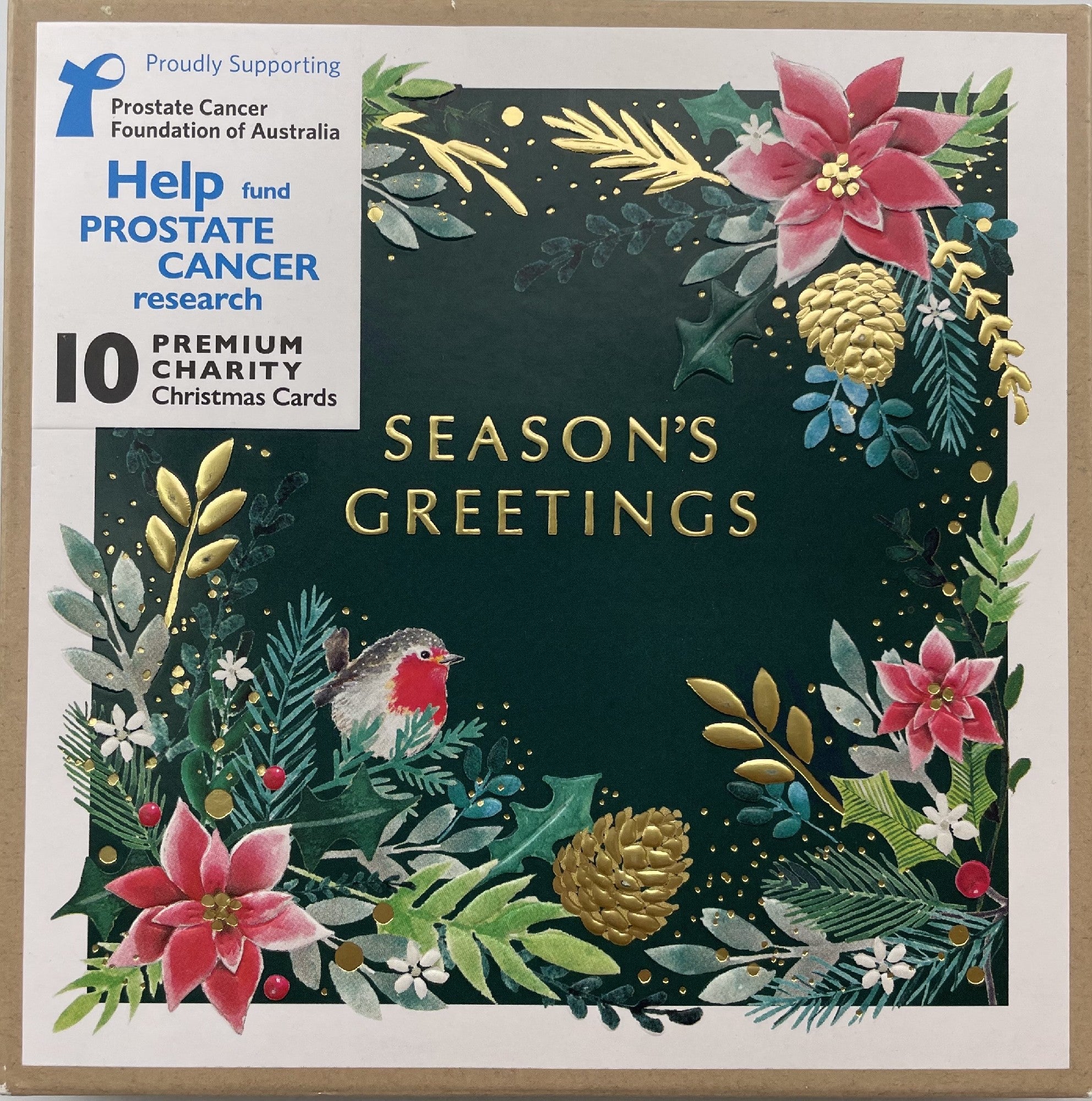 Prostate Cancer Fund Poinsettia Floral Charity Boxed Christmas Cards