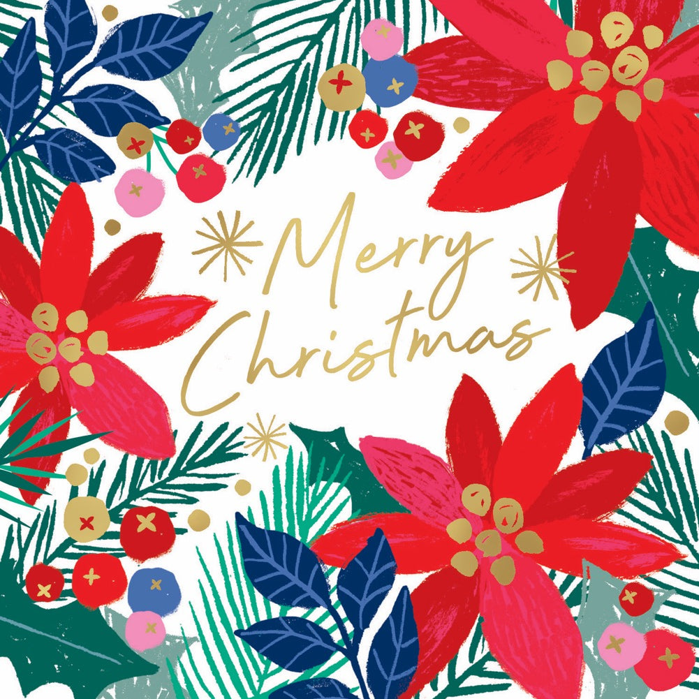 Beyond Blue Poinsettia Collage Charity Boxed Christmas Cards
