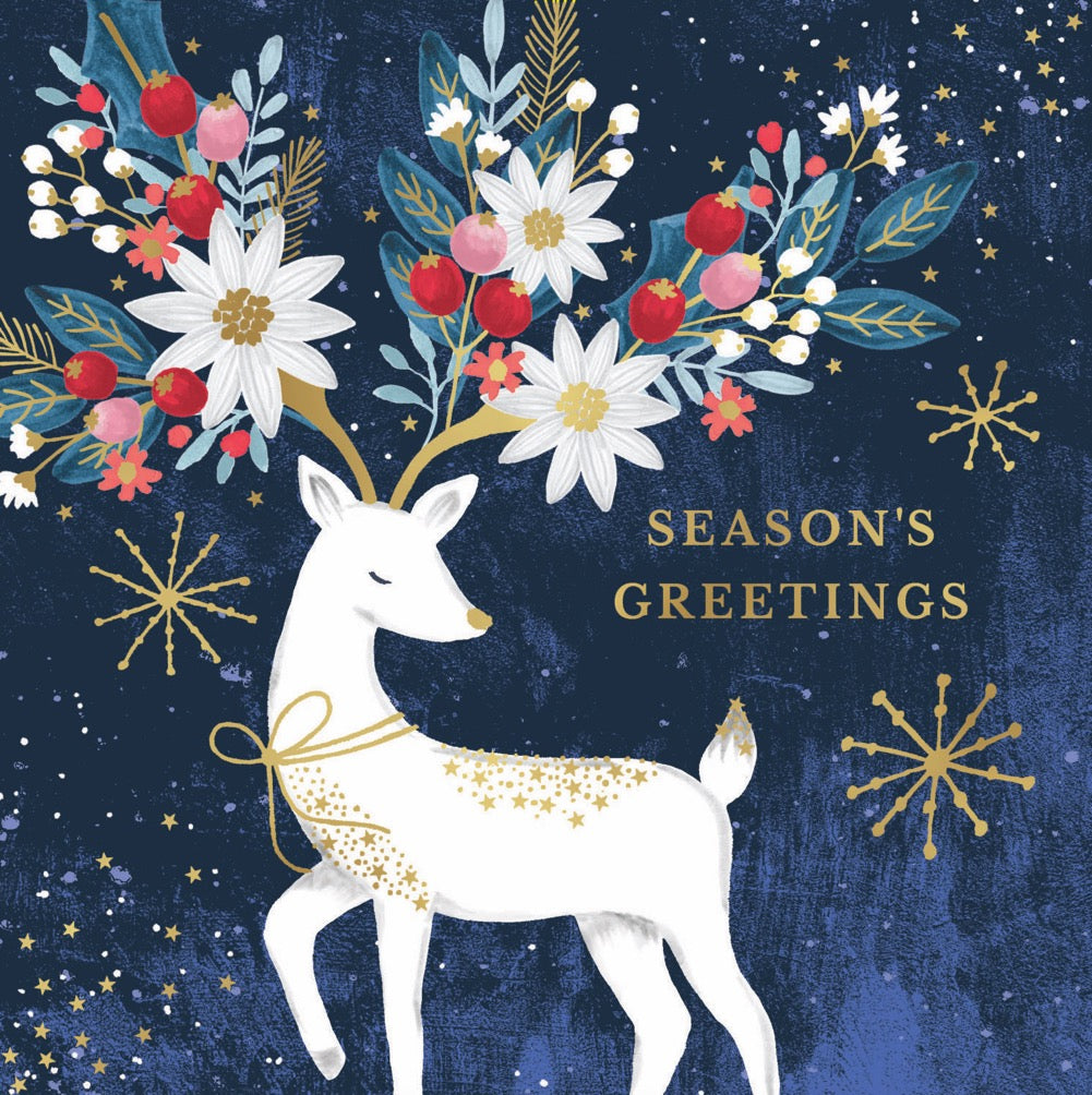 Redkite Floral Antlers Charity Boxed Christmas Cards