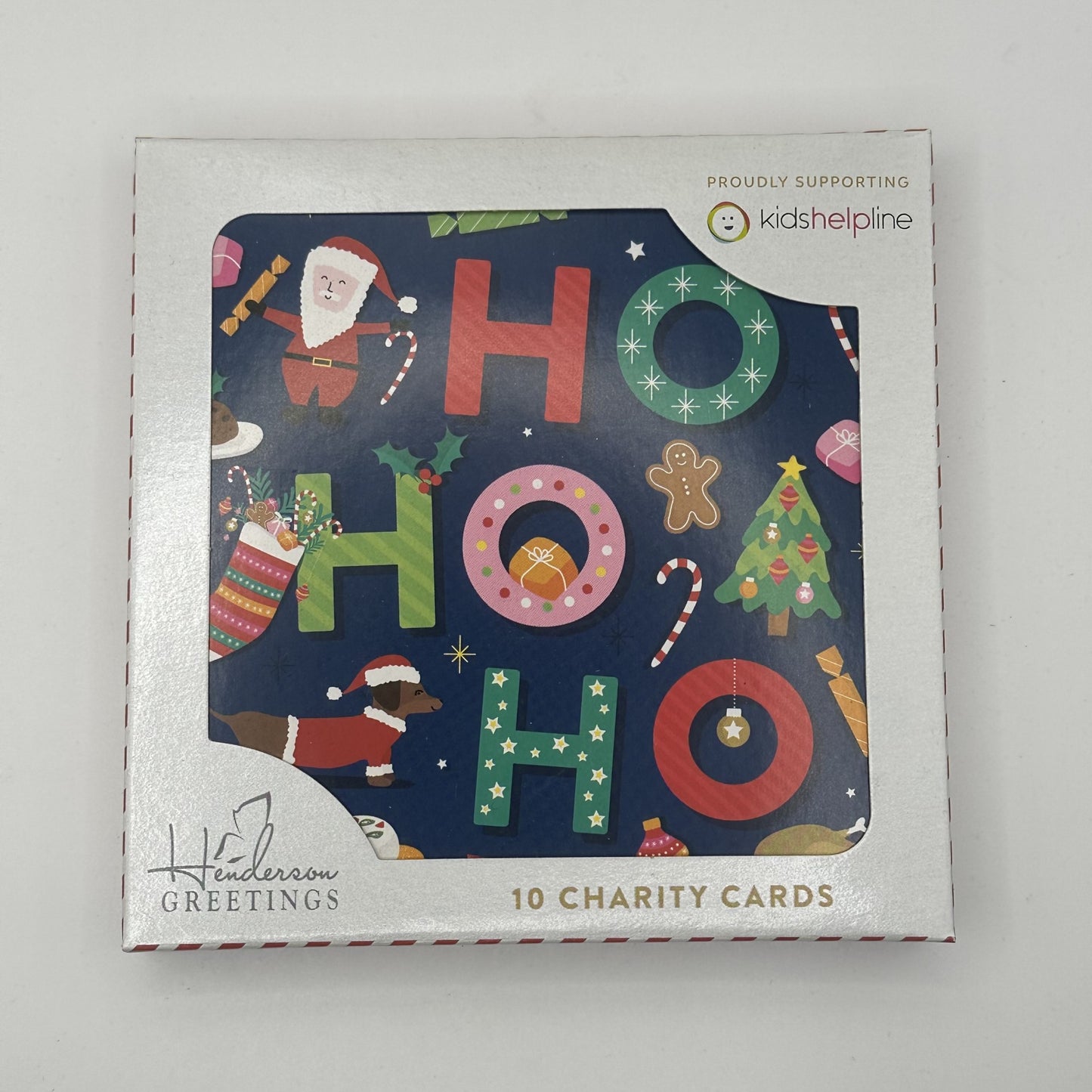 Kids Helpline Ho Ho Ho on Blue Charity Boxed Christmas Cards