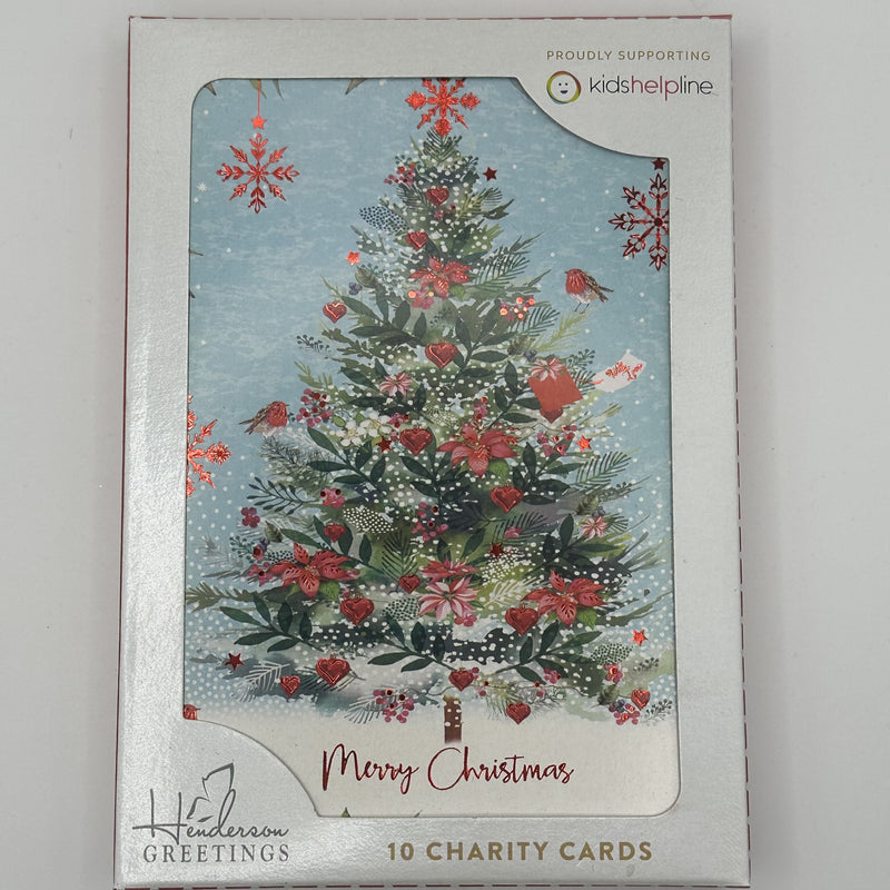 Kids Helpline Tree on Blue Charity Boxed Christmas Cards