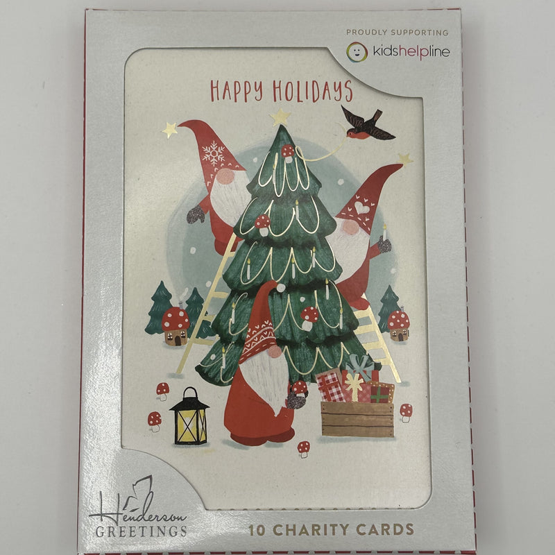 Kids Helpline Gnome Santas with Tree Charity Boxed Christmas Cards