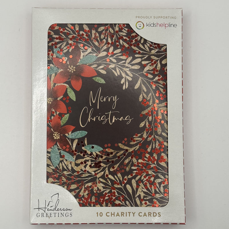 Kids Helpline Floral Wreath Charity Boxed Christmas Cards