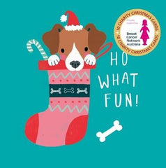 Breast Cancer Network Australia Dog In Stocking Charity Boxed Christmas Cards