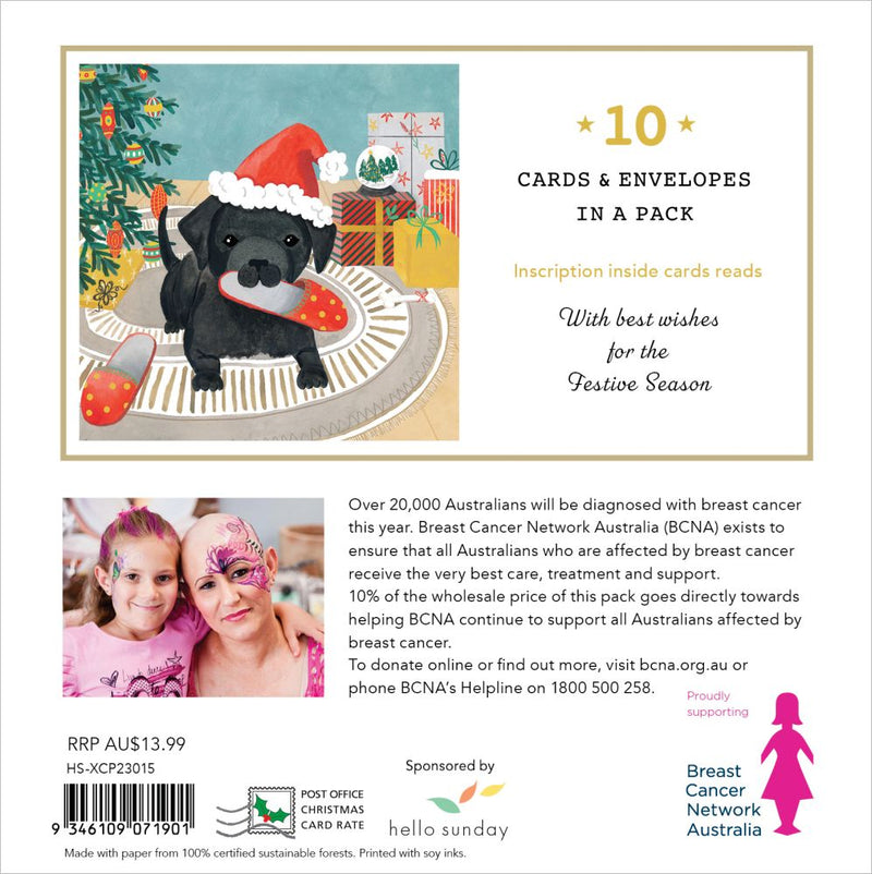 Breast Cancer Network Australia Christmas Puppy Charity Boxed Christmas Cards