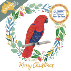 Jeans for Genes Parrot Wreath Charity Boxed Christmas Cards