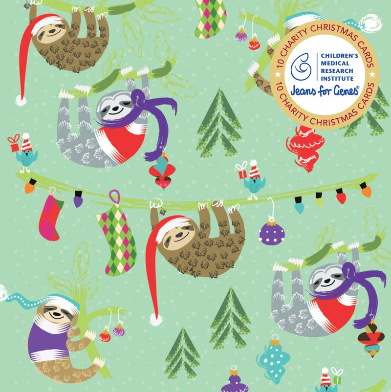 Jeans for Genes Hanging Sloths Charity Boxed Christmas Cards
