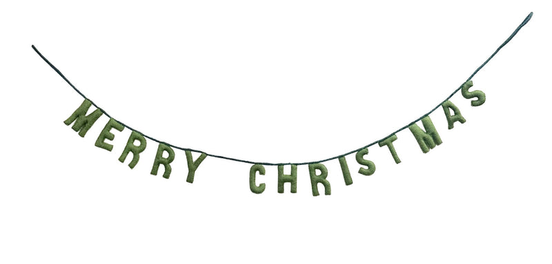 Merry Christmas Green Felt Bunting