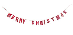 Merry Christmas Red Embroidered Felt Bunting